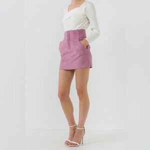 NWOT Endless Rose Hight Waist Light Pink Mauve Pencil Wool Blend Mini Skirt